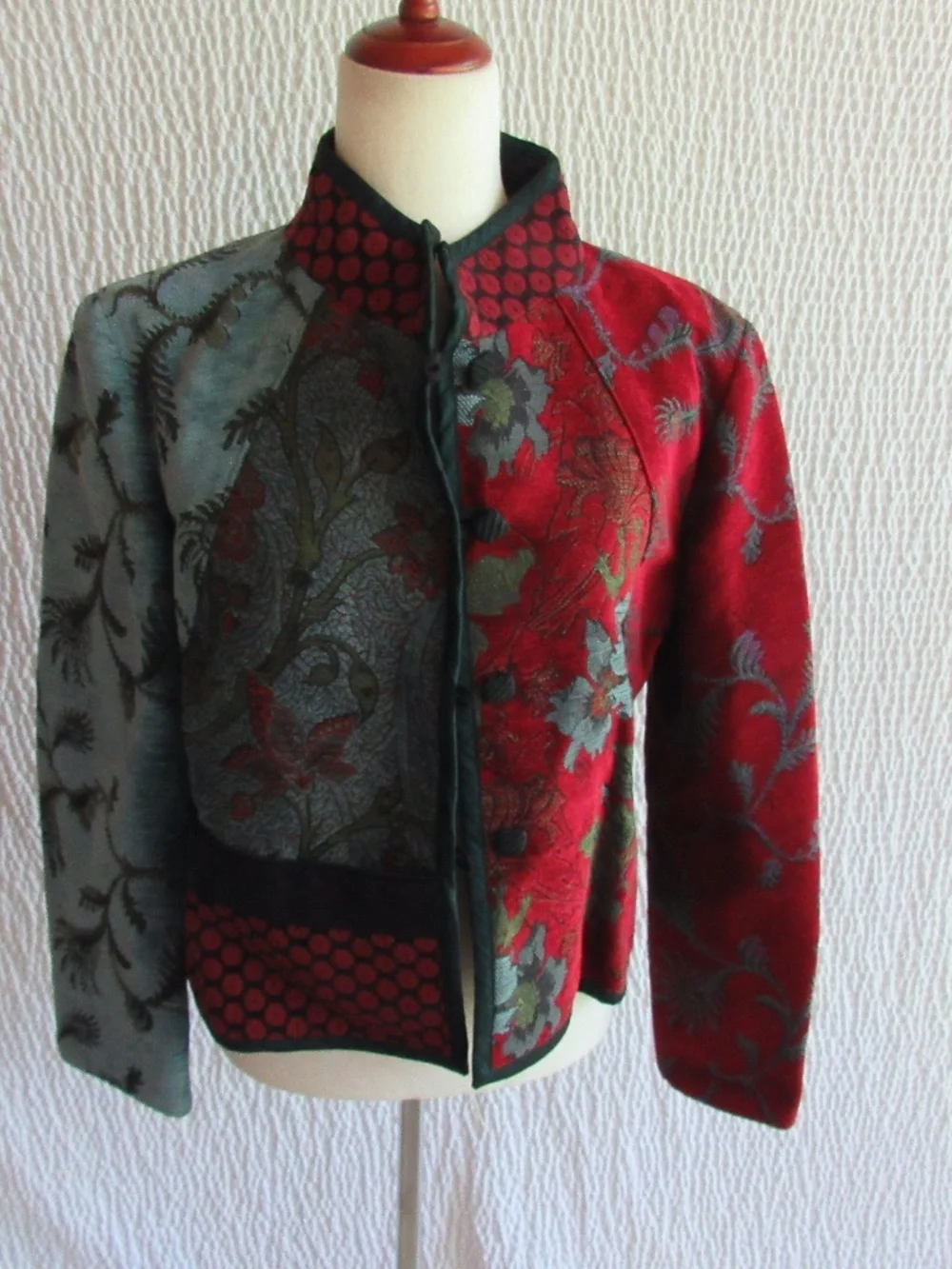 Mary Lynn O'Shea Women's Tapestry Jacket Blazer Colorful Red Gray Vintage P